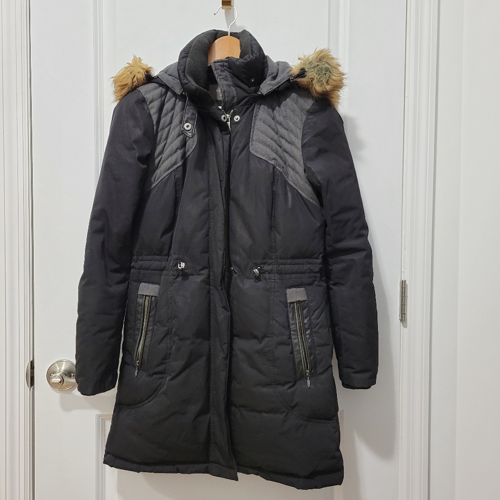 Cole Haan Mixed Media Black Down Coat